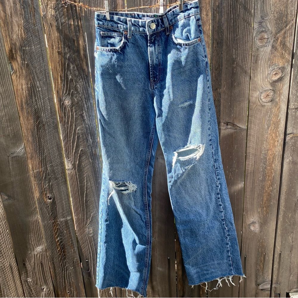 Zara 90’s wild legs distressed Blue Jeans size 4